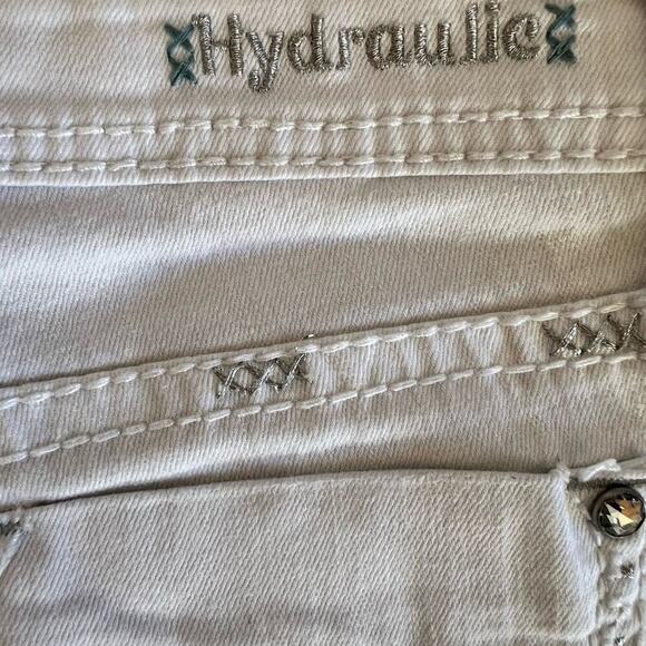 HYDRAULIC white short cotton jeweled  5/6 women's  shorts - Picture 6 of 8